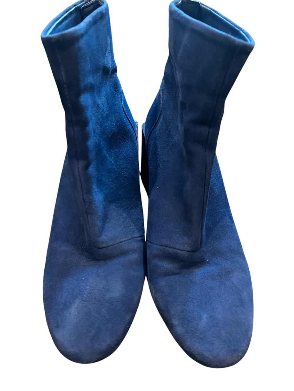 ASOS Cobalt Blue Faux Suede Block Heel Ankle Boots Size 38 US 7.5